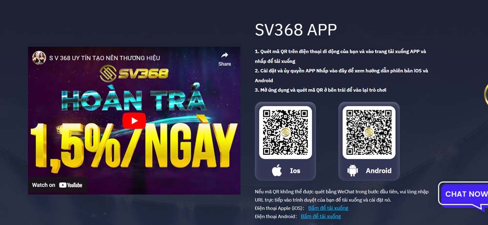 Hướng dẫn tải app SV368